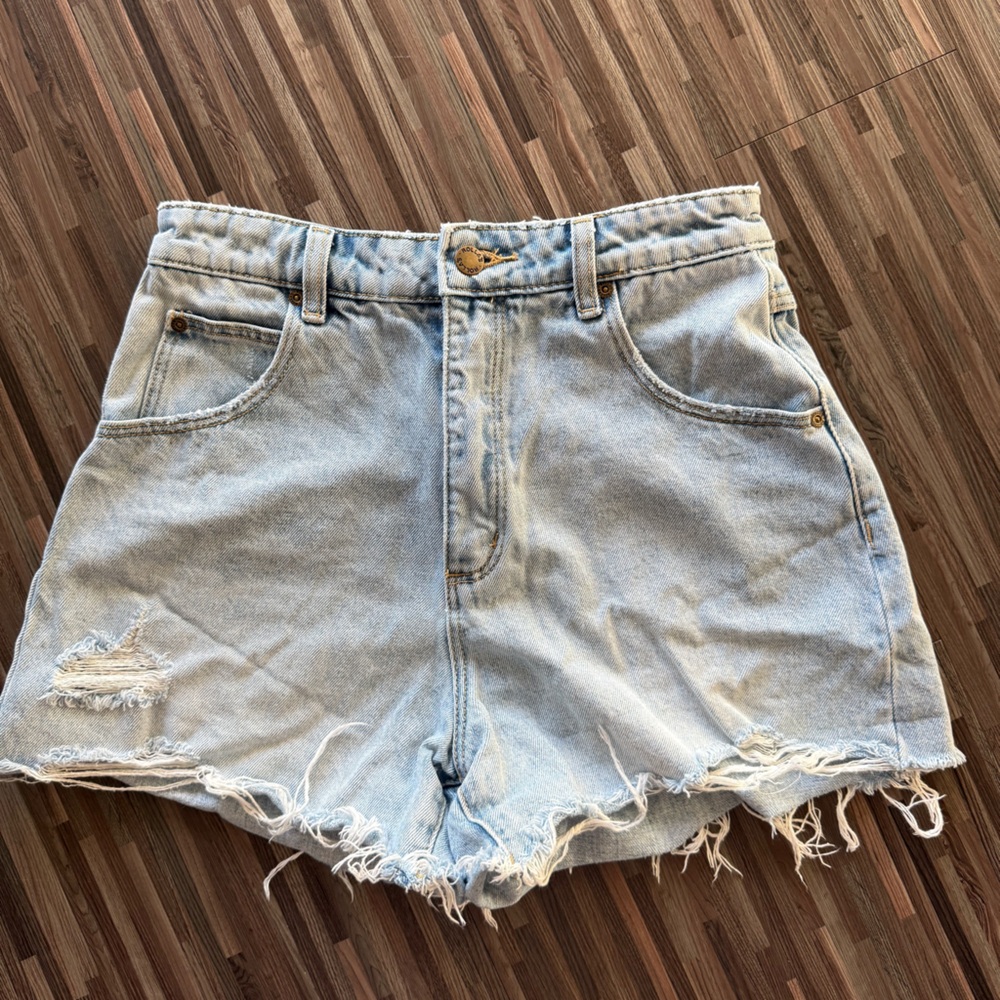 ROLLA'S Light Blue Frayed Jean Shorts
